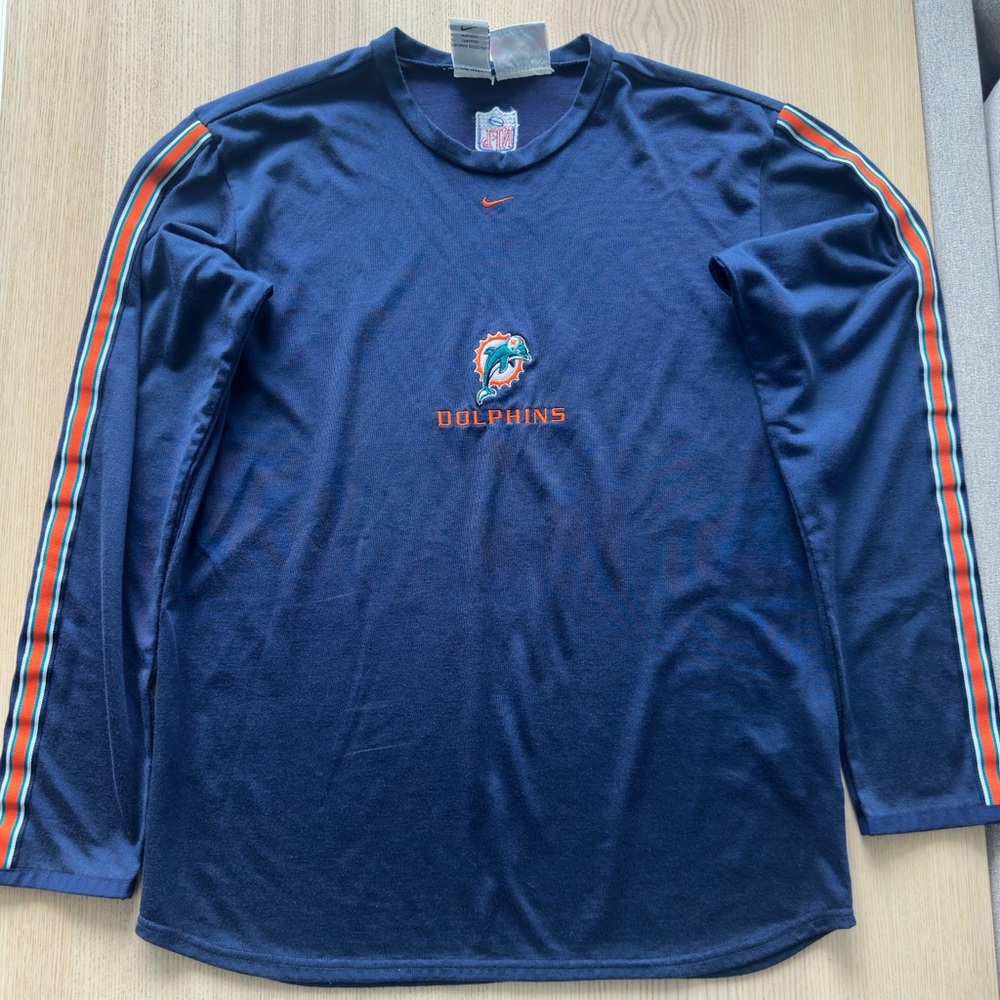 Vintage Nike Team Pro Line Miami Dolphins Long Sleeve T-Shirt Mens Large